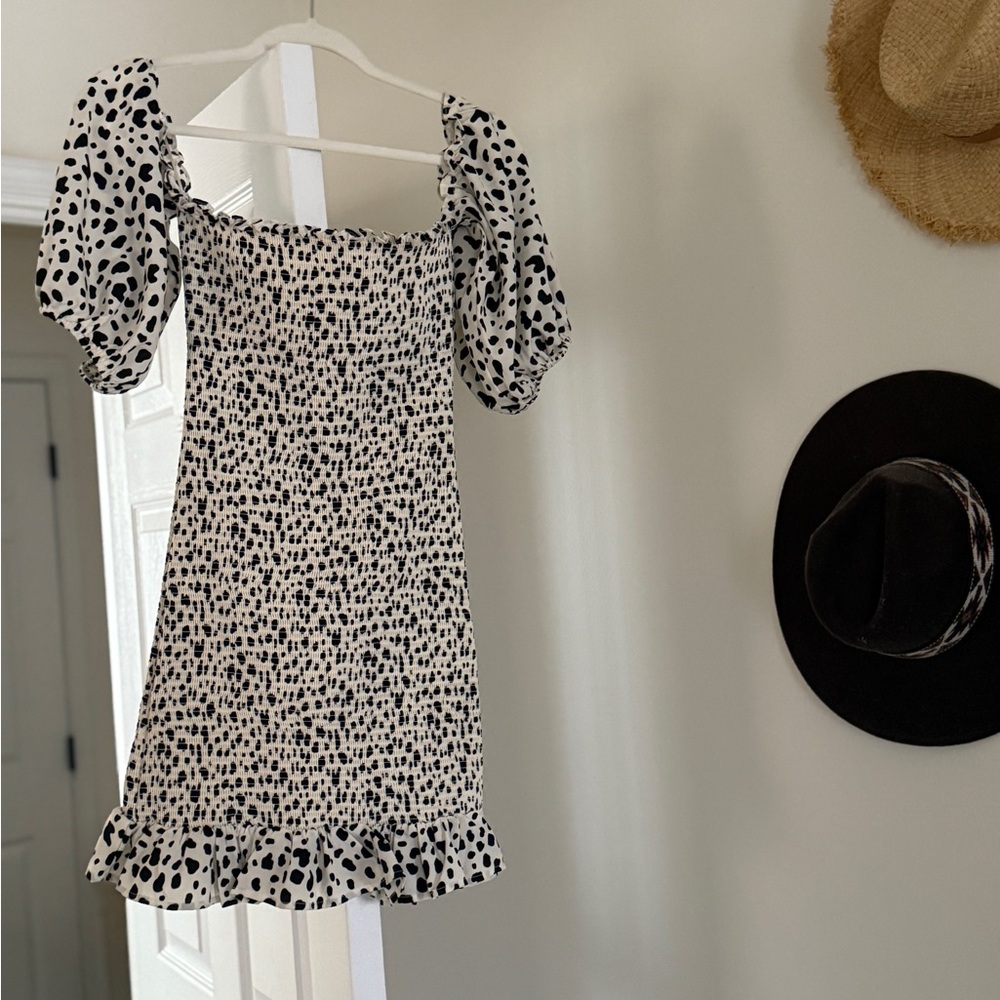 Elegant Black and White Polka Dot Dress
